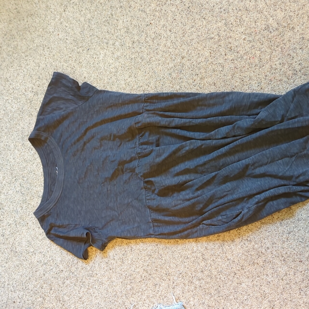 Grey Maxi Dress Short Sleeve with Pockets